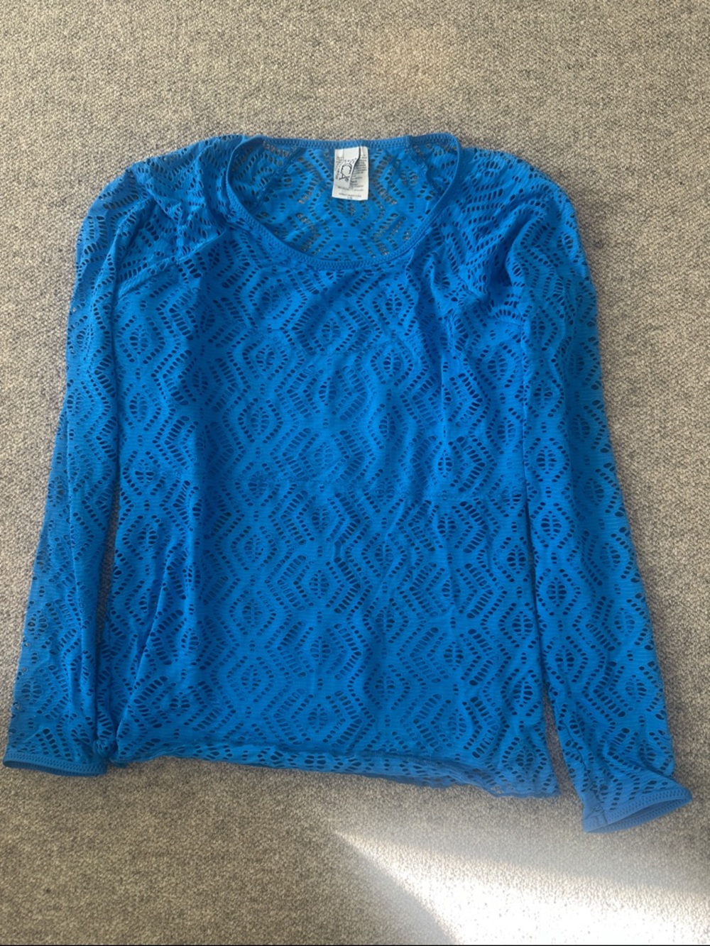 BECCA by Rebecca virtue blue Crochet Mesh Sheer Swim Top